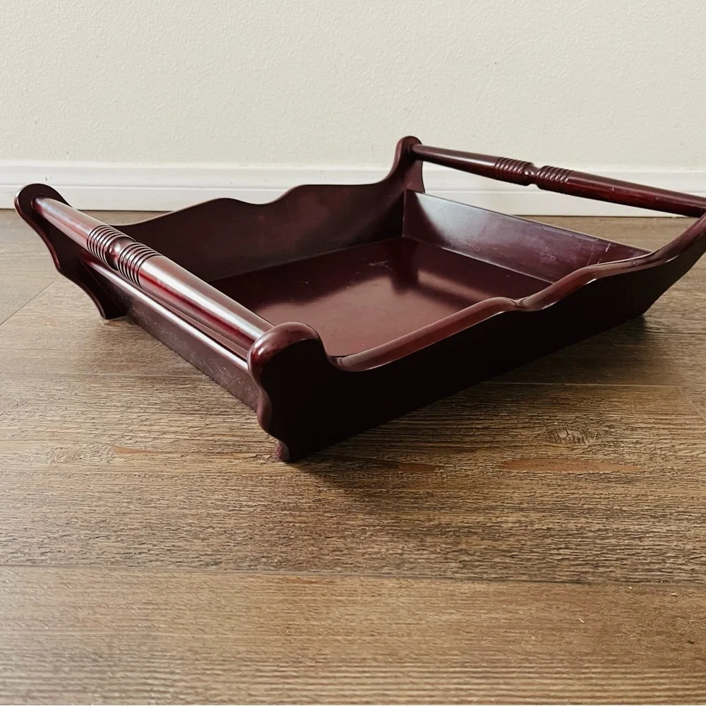 Wooden Serving Tray in Dark Cherry